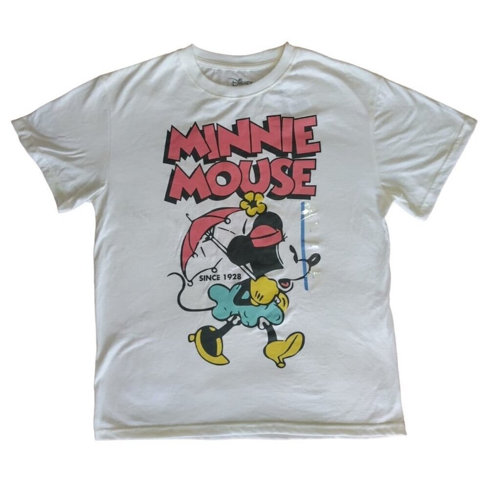 Disney Minnie Mouse, Women's Short Sleeve Pullover, Light Yellow Color, Size L,